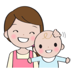 笑顔のお母さんと赤ちゃんのイラスト