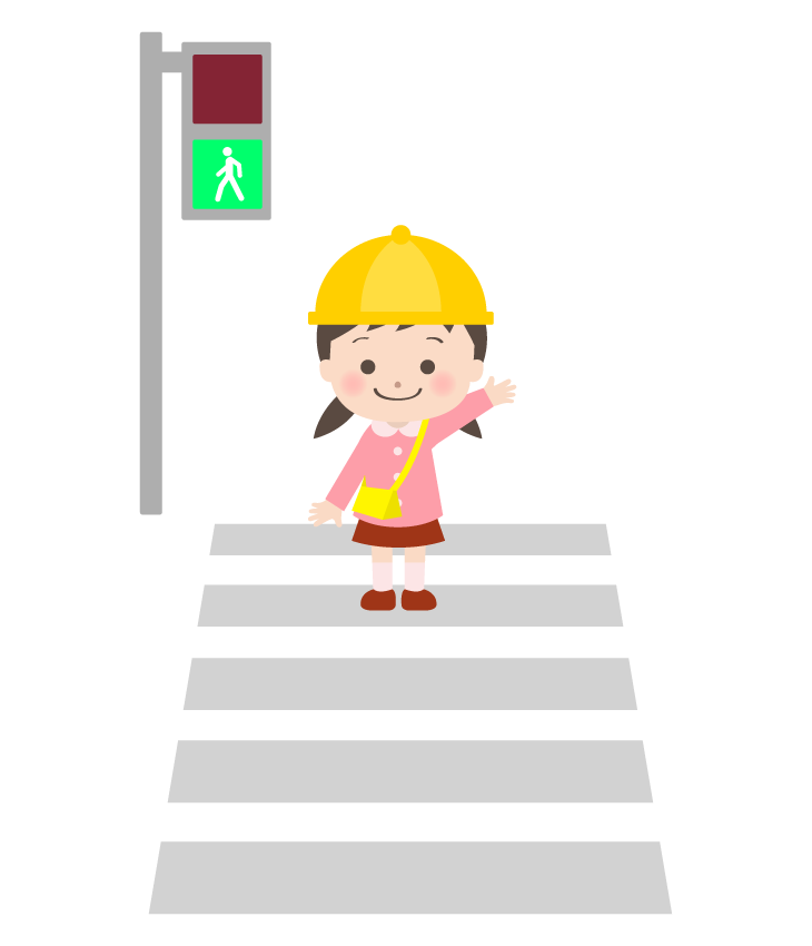 横断歩道を渡っている幼稚園児のイラスト