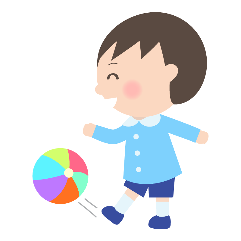 ボールを蹴って遊ぶ幼稚園児のイラスト 無料のフリー素材 イラストエイト