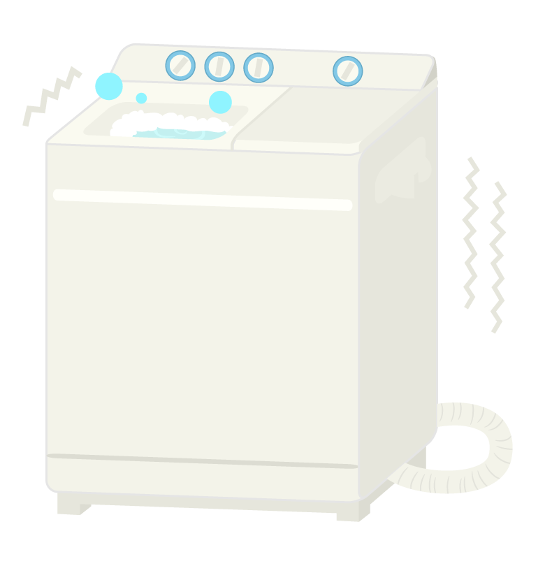 洗濯中の二層式洗濯機のイラスト