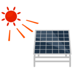 太陽とソーラーパネルのイラスト