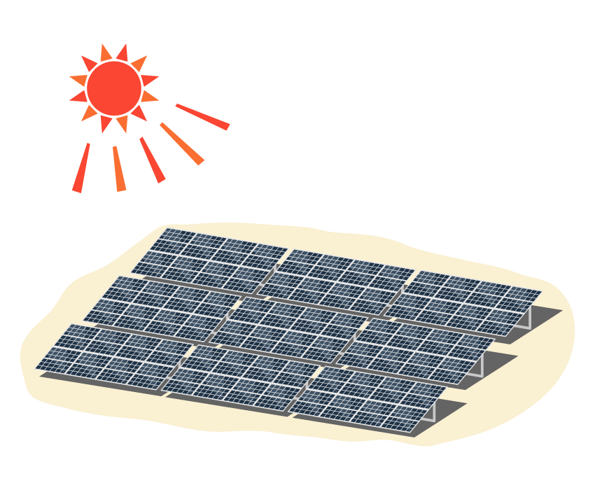 太陽とソーラーパネルのイラスト02