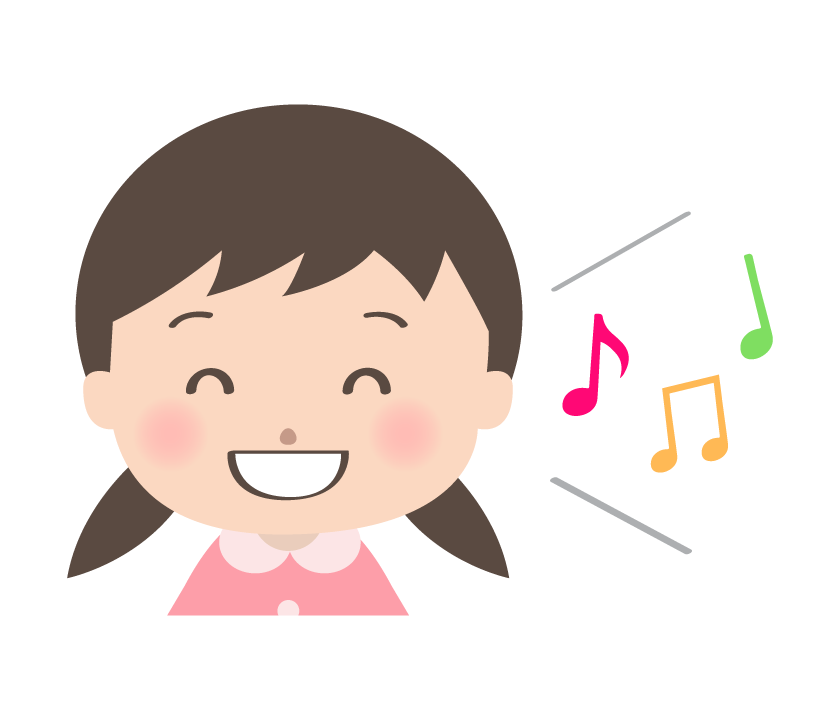 笑顔で歌っている幼稚園児のイラスト