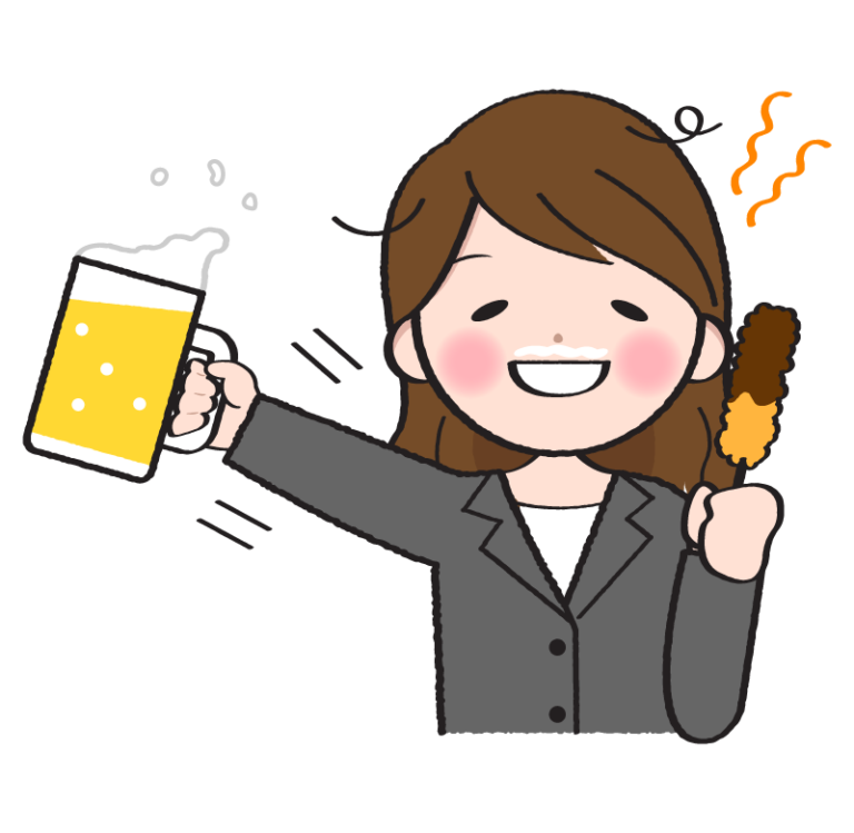 ビールを飲んで酔っ払っている女性会社員のイラスト 無料のフリー素材 イラストエイト