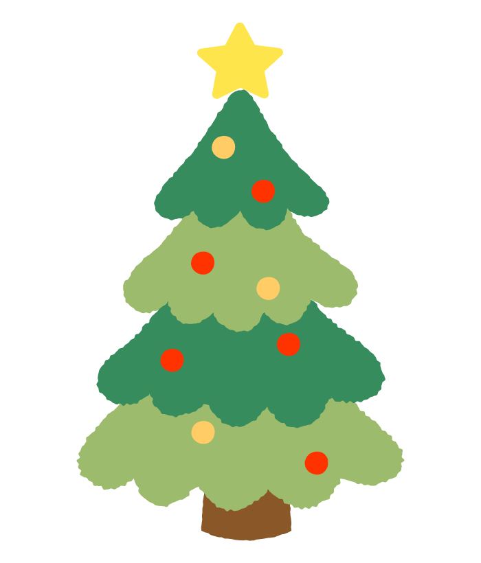 星が付いたかわいいクリスマスツリーのイラスト