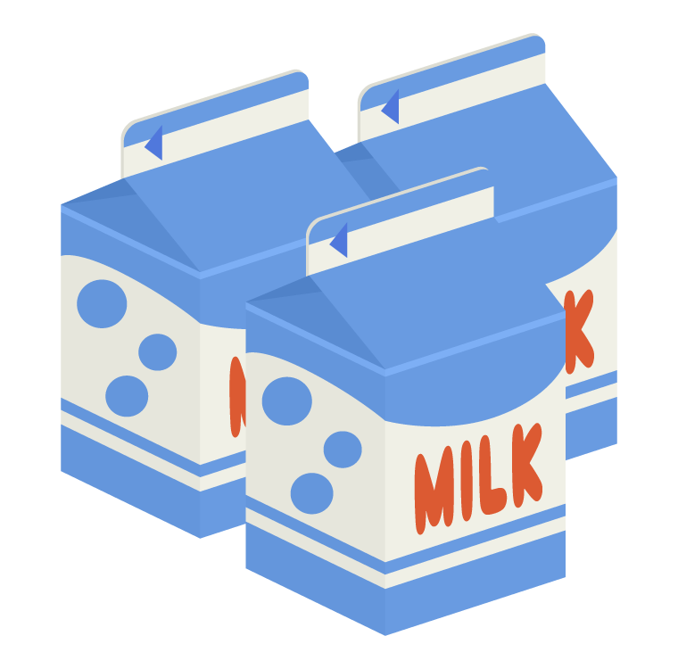 500mLの牛乳パック（3本）のイラスト