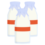 瓶の牛乳（3本）のイラスト
