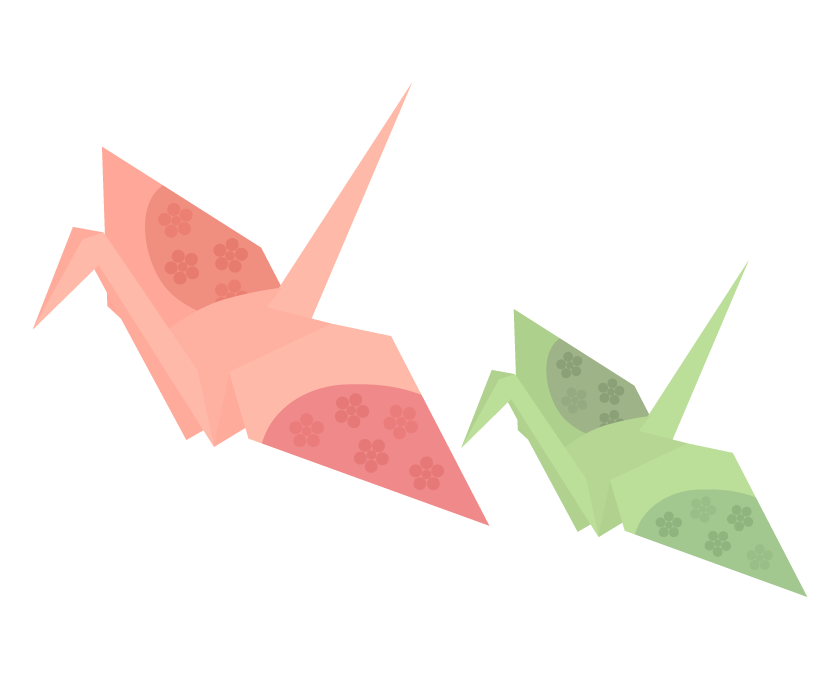 折り鶴（二羽）のイラスト