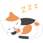 スヤスヤ寝ている三毛猫のイラスト