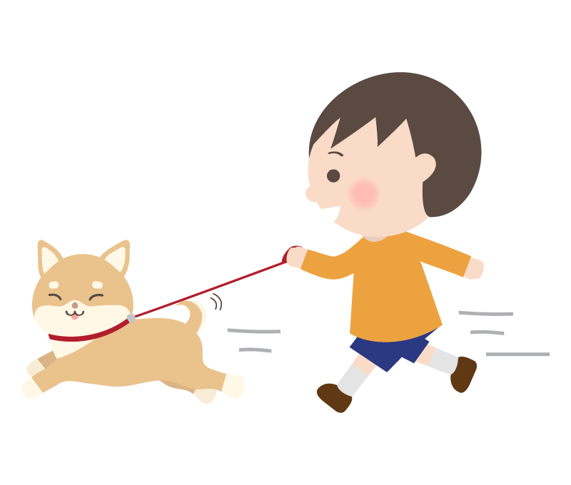 走っている柴犬と男の子イラスト 無料のフリー素材 イラストエイト