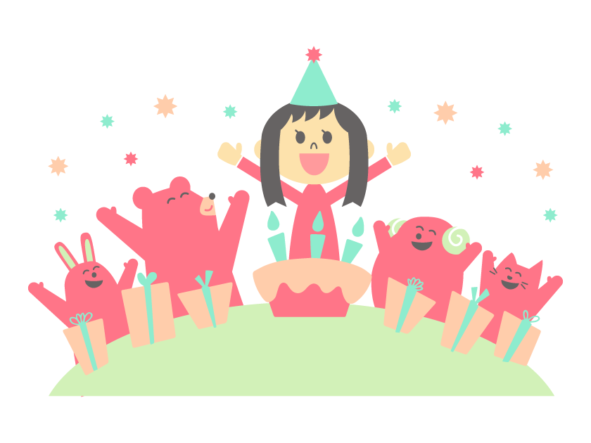 お誕生日会（女の子）のイラスト