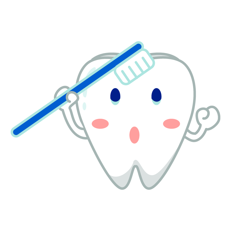 歯ブラシをする歯のキャラクターのイラスト