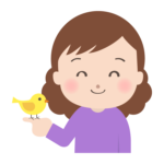 小鳥を指に乗せる女性のイラスト