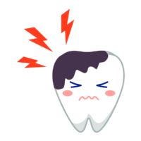 大きな虫歯の歯のキャラクターのイラスト