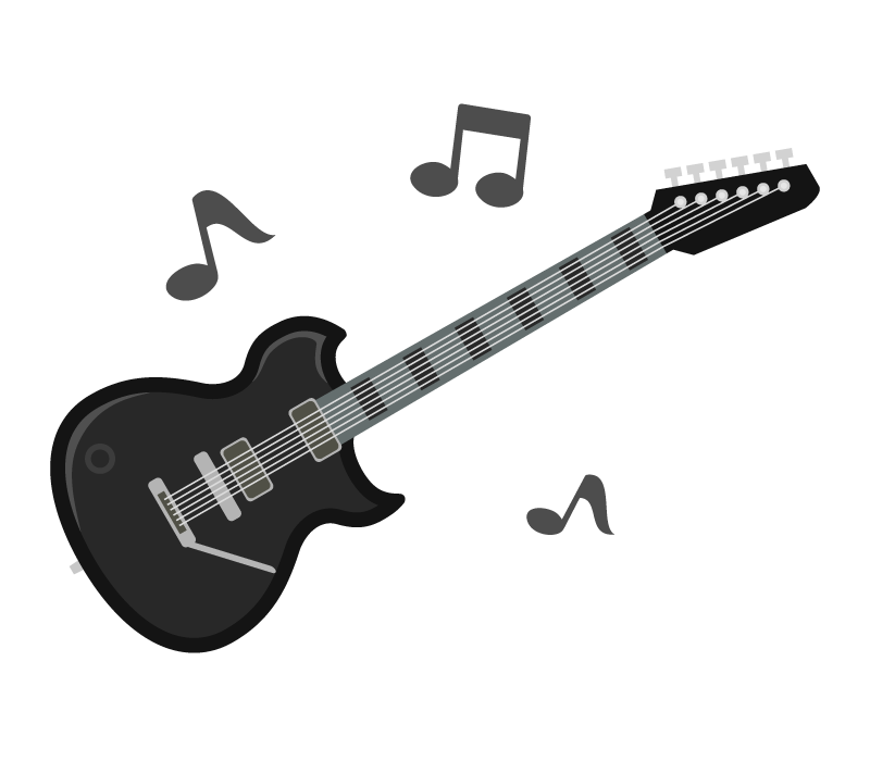 音符とエレキギターのイラスト 無料のフリー素材 イラストエイト