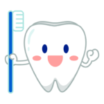 歯ブラシと笑顔の歯のキャラクターのイラスト