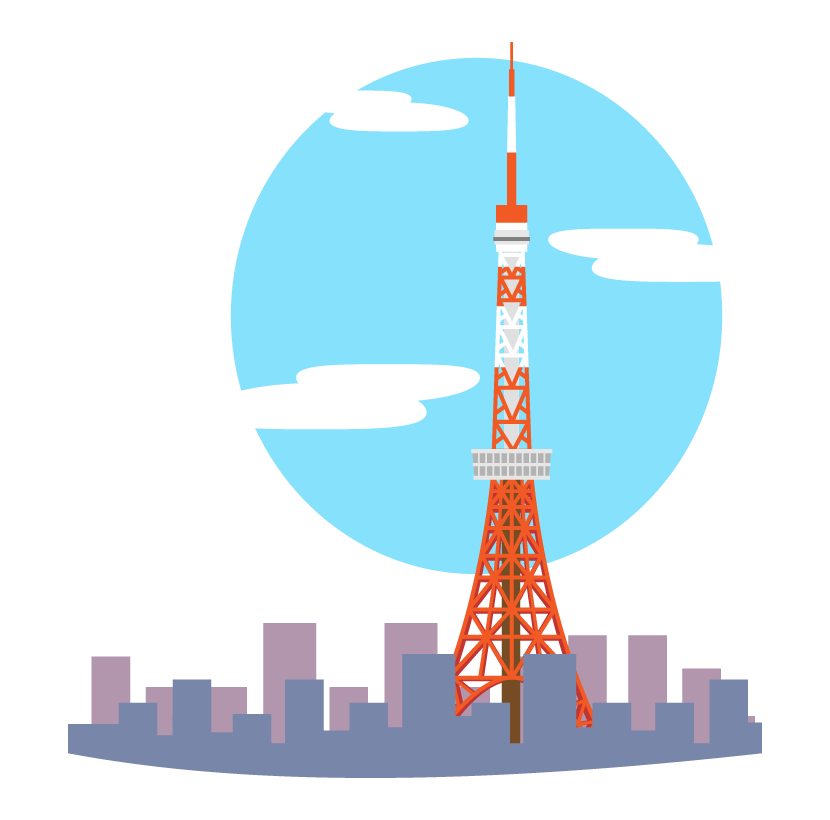 街並みと東京タワーのイラスト