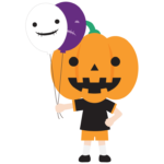 ハロウィンでかぼちゃのお化けに仮装した男の子のイラスト
