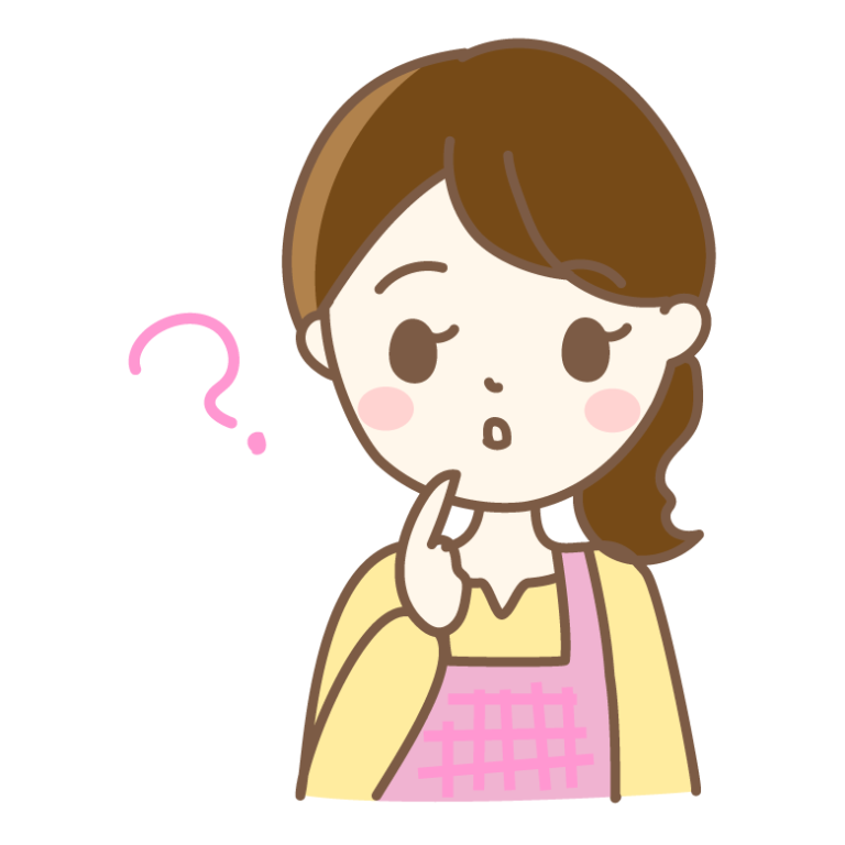 疑問を浮かべる主婦のイラスト