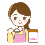 砂糖を量る主婦のイラスト