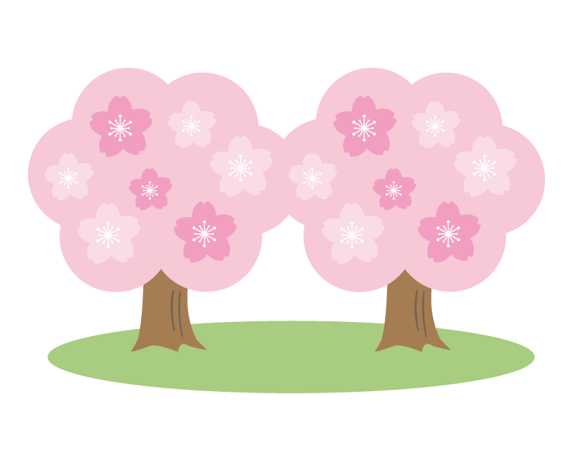 シンプルな二本の桜の木のイラスト