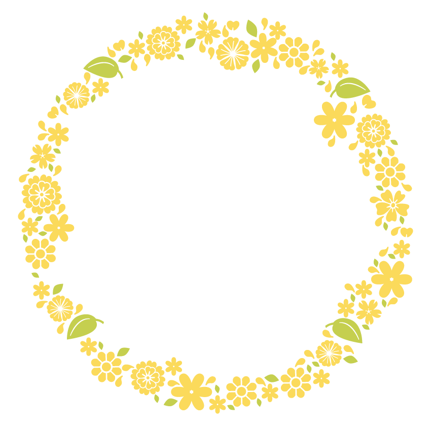 サークル状の花や植物のフレーム・飾り枠のイラスト