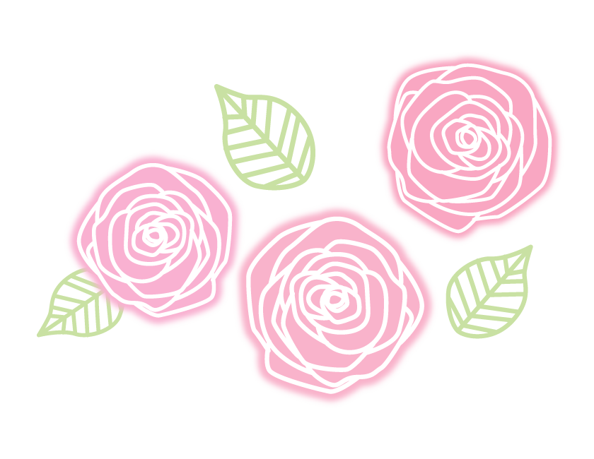 手書き風のピンク色のバラ（薔薇）のイラスト