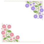 花とハートの上下のフレーム・飾り枠のイラスト