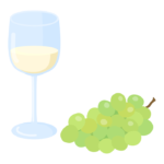 葡萄と白ワインのイラスト