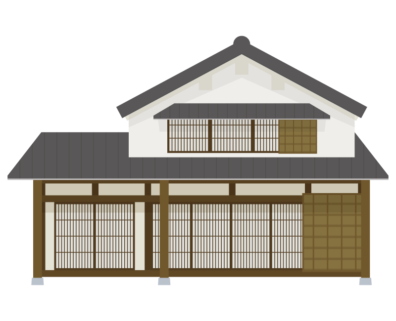 二階建ての和風住宅のイラスト