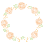 サークル状の手書き風のバラ（薔薇）のフレーム・飾り枠のイラスト