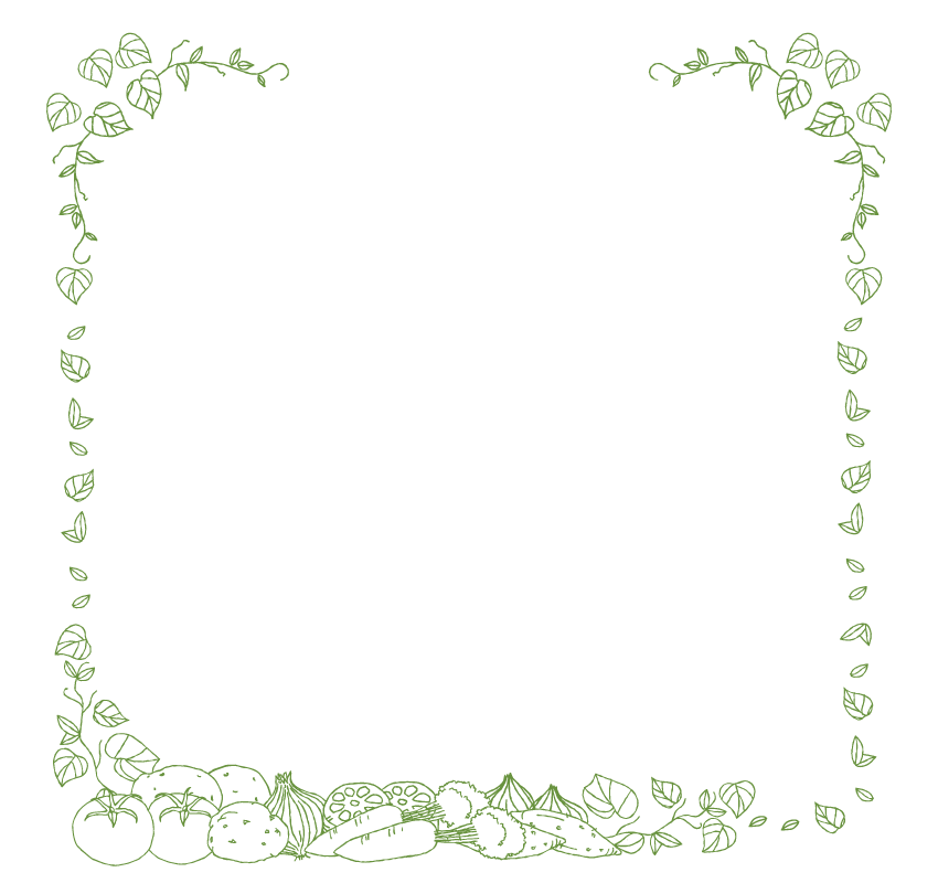 手書き風の野菜と蔦のフレーム・飾り枠のイラスト