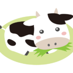草を食べているかわいい牛のイラスト
