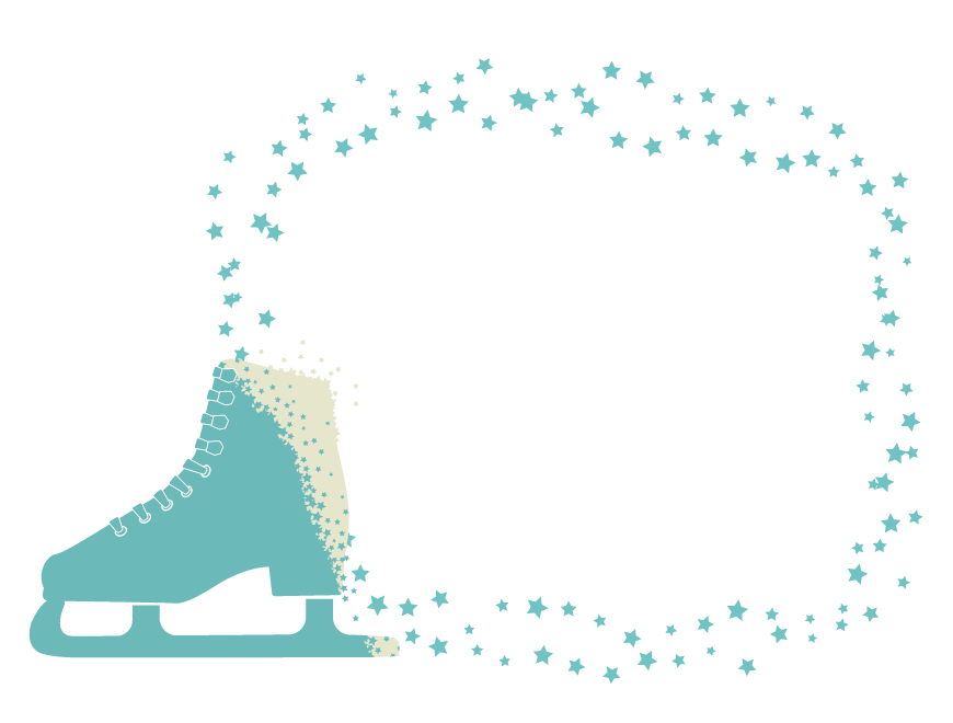 フィギュアスケートの靴と星のフレーム・飾り枠のイラスト