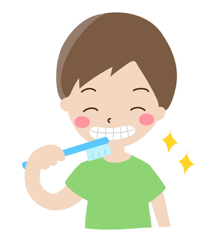 歯磨きをしている男の子のイラスト