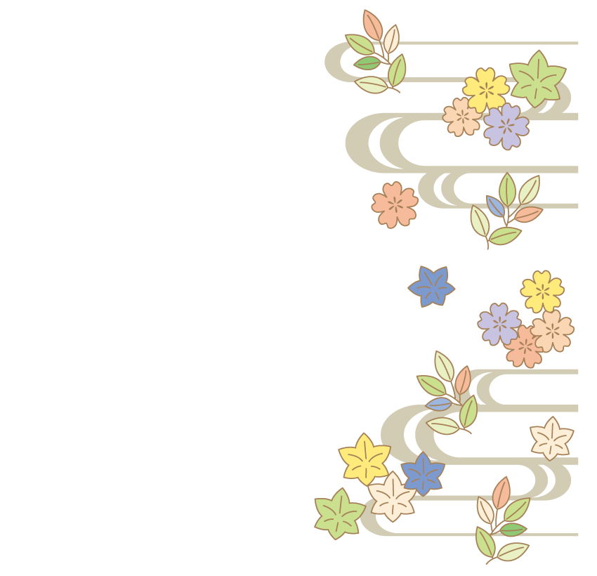 花や植物の和模様のフレーム・飾り枠のイラスト