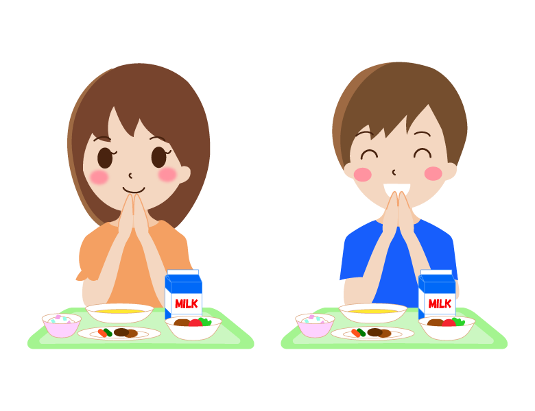 小学校の給食の いただきます のイラスト 無料のフリー素材