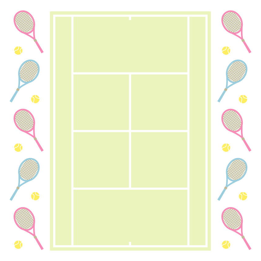 テニスコートのフレーム 飾り枠のイラスト 無料のフリー素材