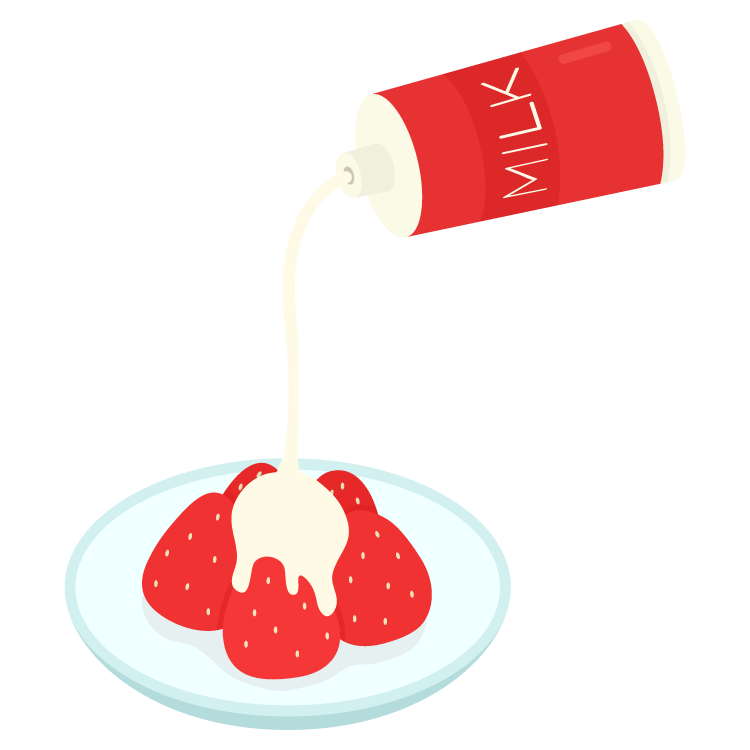 コンデンスミルクをかけた苺のイラスト 無料のフリー素材 イラストエイト