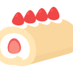 苺のロールケーキ（一本）のイラスト