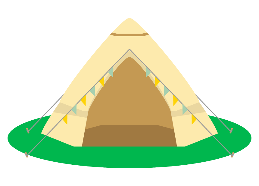 三角のテントのイラスト