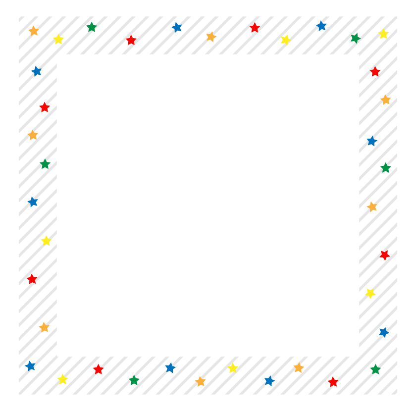 カラフルな星と斜線のフレーム・飾り枠のイラスト