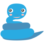 かわいい青色のヘビのイラスト