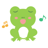 歌っているかわいいカエルのイラスト