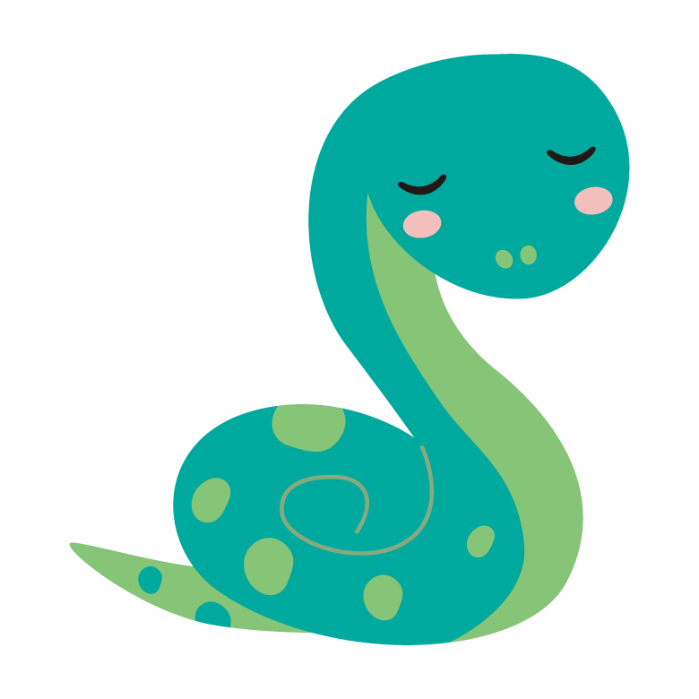 かわいい緑色のヘビのイラスト