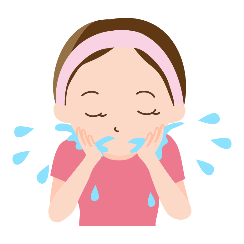 水で洗顔している女性のイラスト 無料のフリー素材 イラストエイト