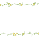 手書き風のかわいい花と蔦の上下フレーム・飾り枠のイラスト