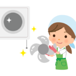 換気扇の掃除をする家事代行サービス・主婦のイラスト