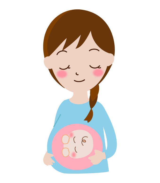 お腹の中の赤ちゃんと妊婦さんのイラスト