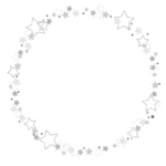 白黒の星のサークル状のフレーム・飾り枠のイラスト